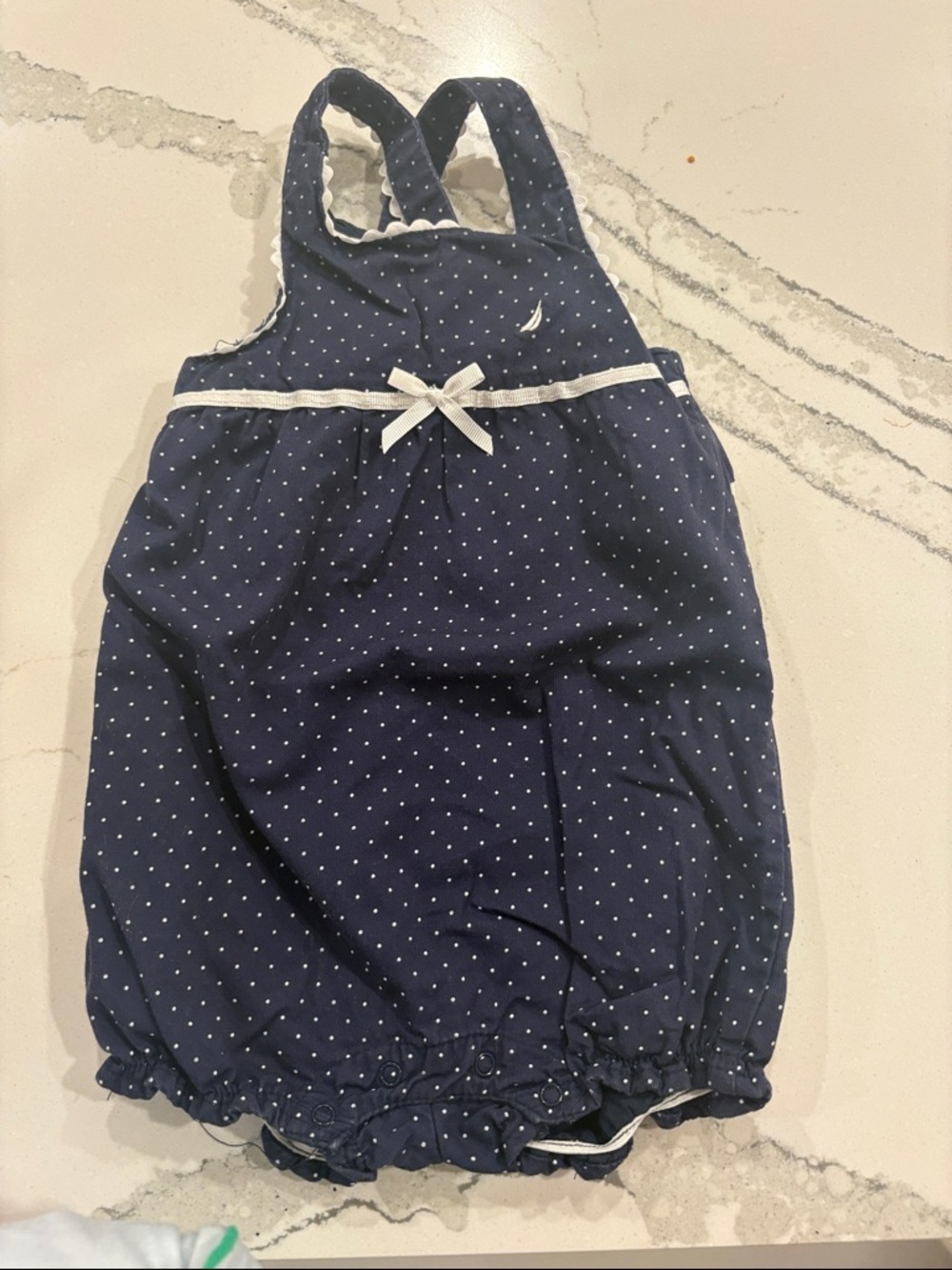 Nautica Navy with White Dot Baby Bubble Romper